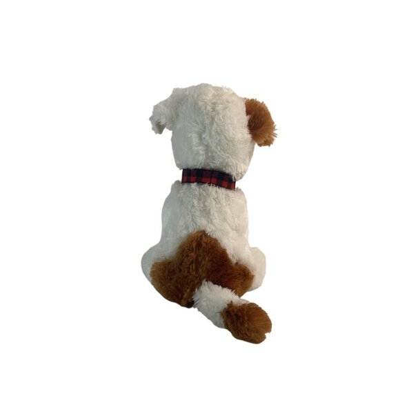 RBI Puppy Dog 16” Plush White Brown w/Red Plaid Collar by Ron Banafato Inc - Picture 4 of 8